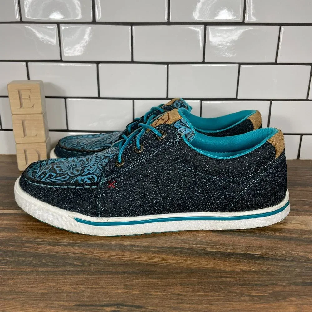 Twisted X Kicks Casual Performance Shoe Teal Dark Teal Leather WCA0031 Womens 10